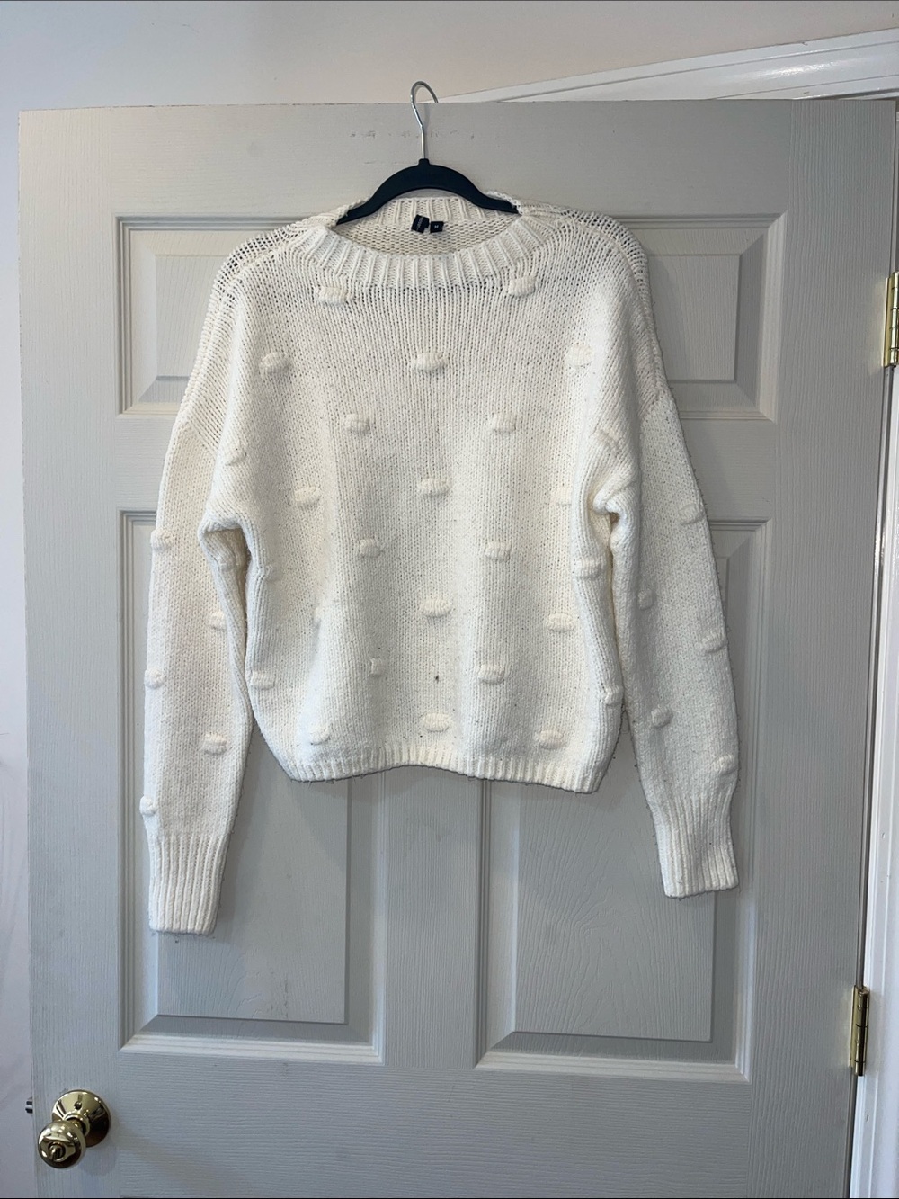 moon & madison Cream Pom-Pom Crewneck Sweater size M